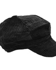 Black Corduory 8 Panel Poor Boy Cap