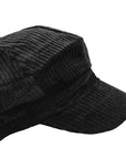 Black Corduory 8 Panel Poor Boy Cap