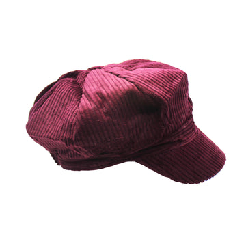 Maroon Corduroy 8 Panel Poor Boy Cap