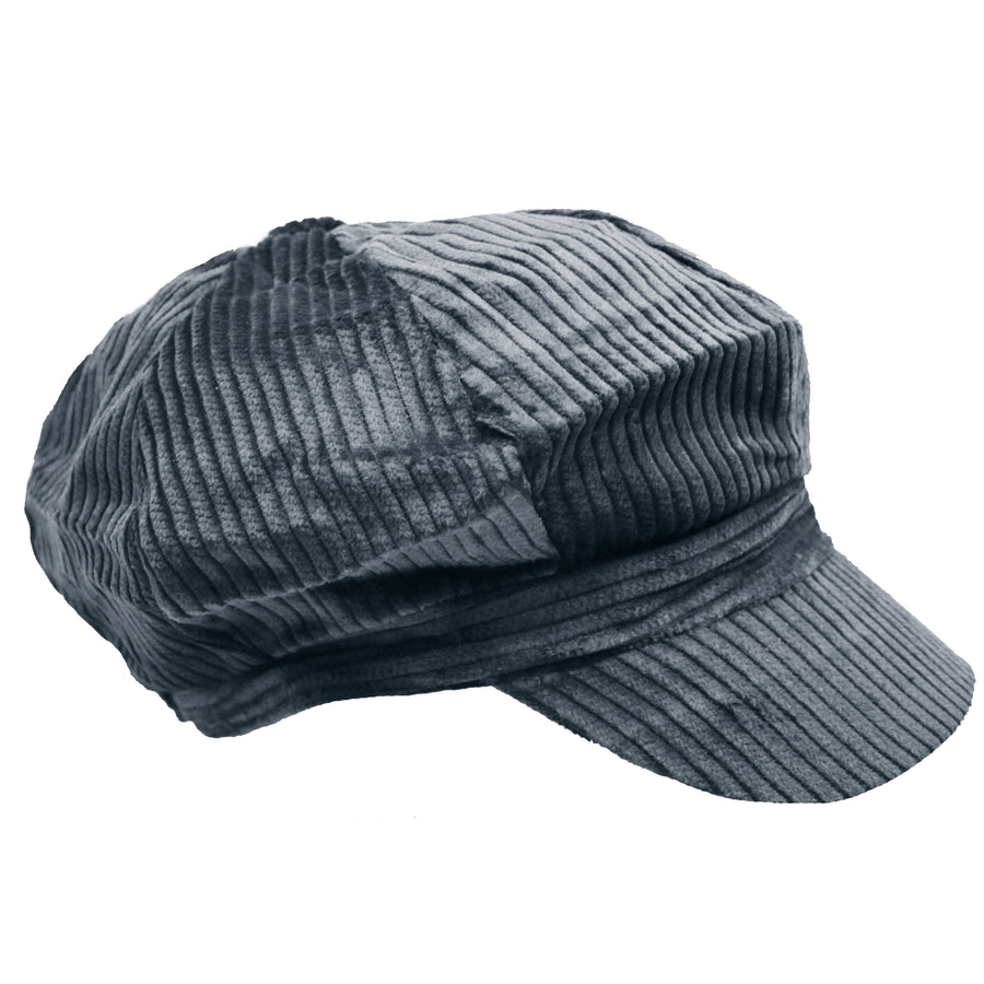 Grey Corduroy 8 Panel Poor Boy Cap