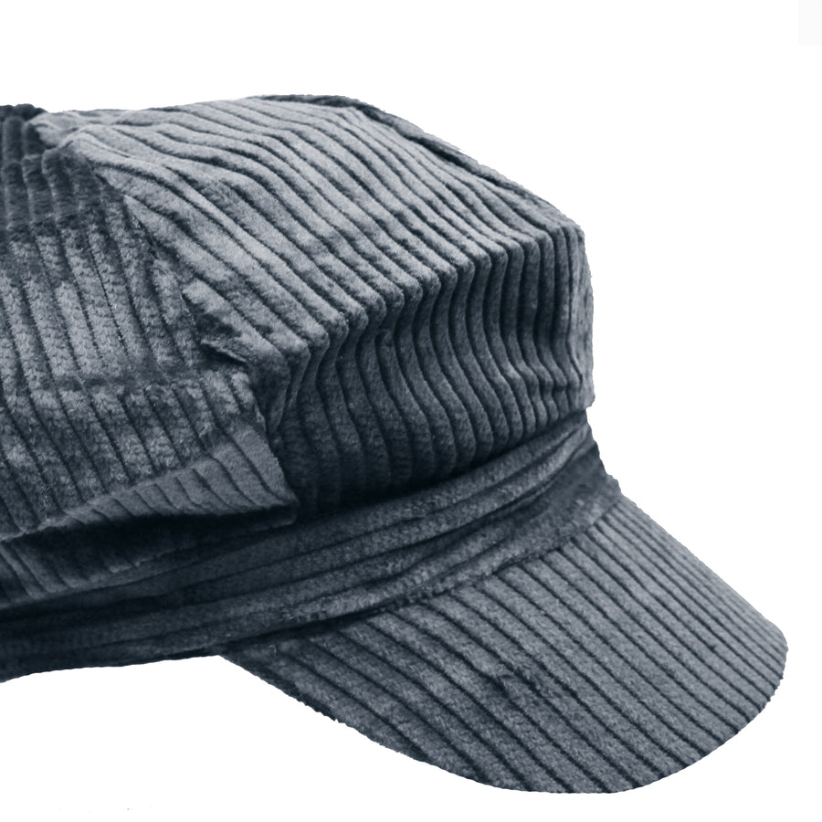 Grey Corduroy 8 Panel Poor Boy Cap