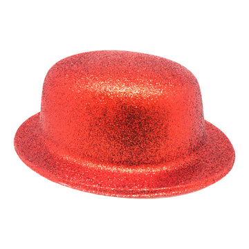 Glitter Bowler Hat (Red)