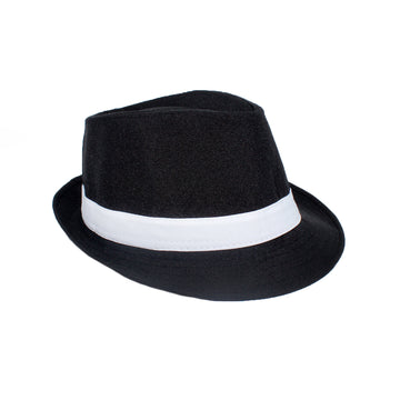 Trilby Hat (Black With White Ribbon)