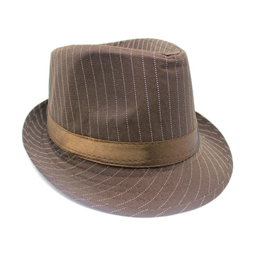 Brown Pinstripe Trilby Hat