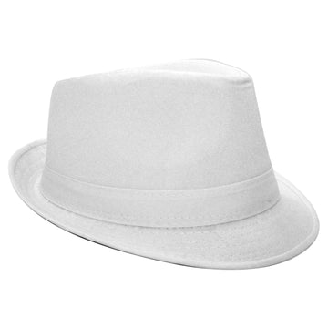 White Trilby Hat with White Band