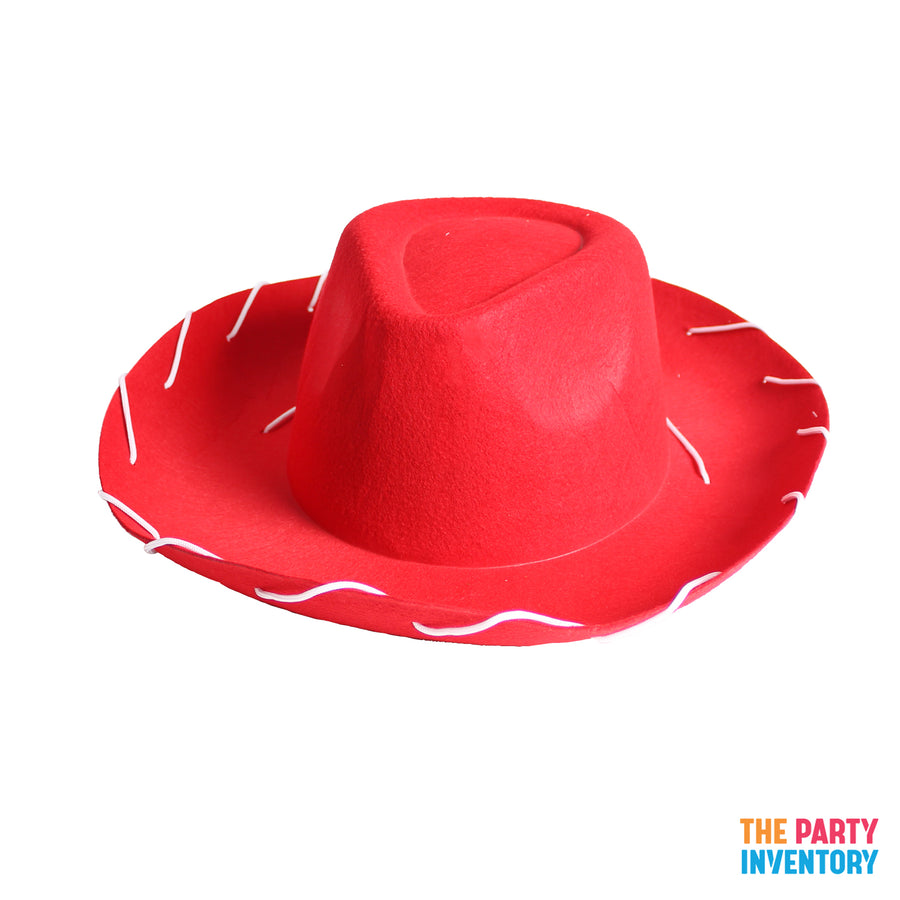 Red Cowboy Character Hat with String