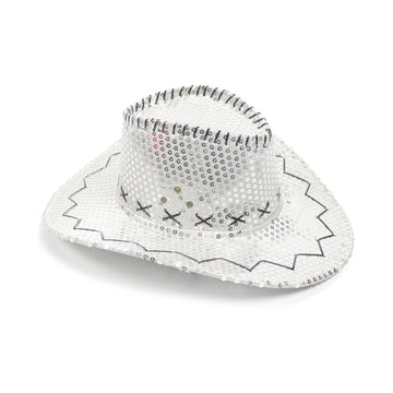 White Silver Sequin Cowboy Hat