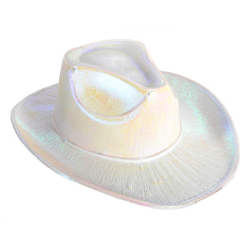 White Metallic Cowboy Hat (Light Up)
