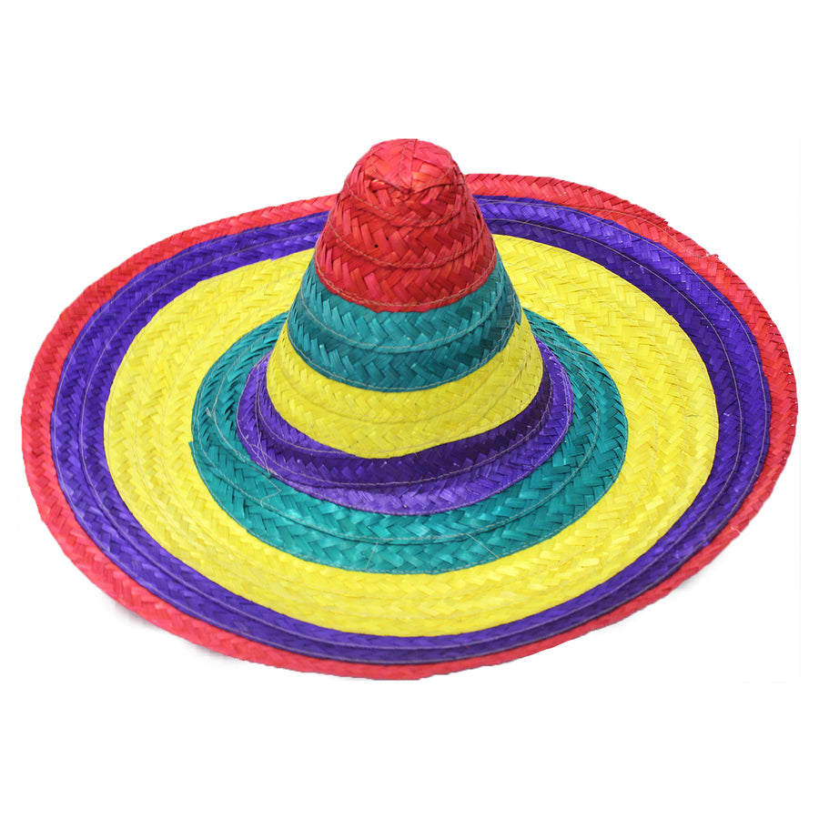 Large Mexican Straw Hat (Red Rim)