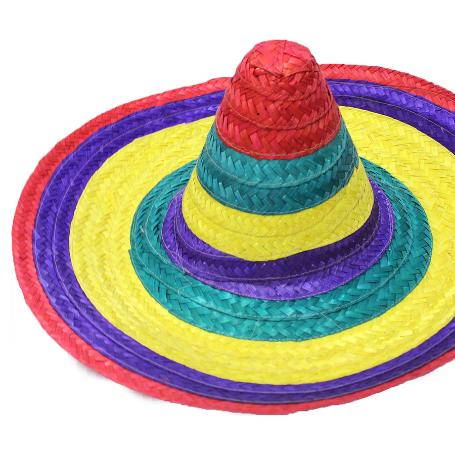 Large Mexican Straw Hat (Red Rim)