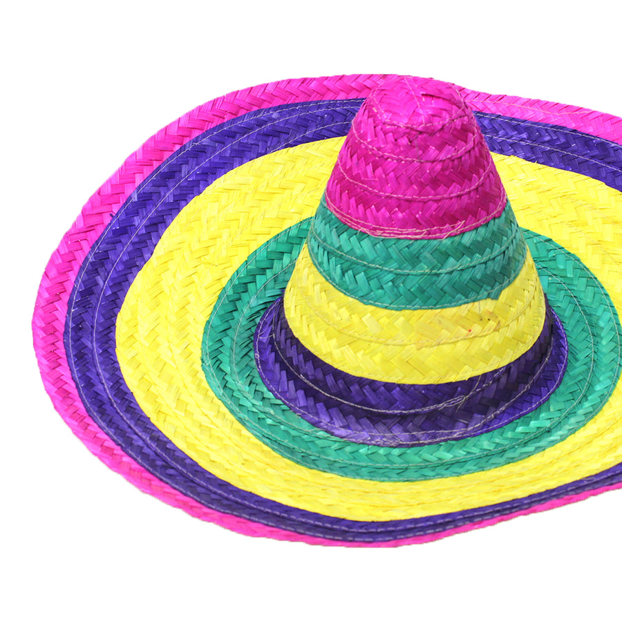 Large Mexican Straw Hat (Pink Rim)