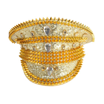 Deluxe Gold Studded Sequin Festival Cap