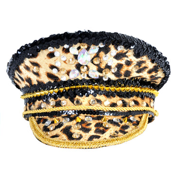 Deluxe Leopard printed Studded Cap