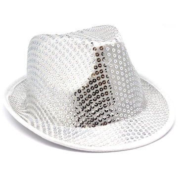 Fluro Sequin Trilby Hat (White)
