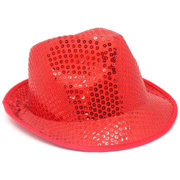 Fluro Sequin Trilby Hat (Red)