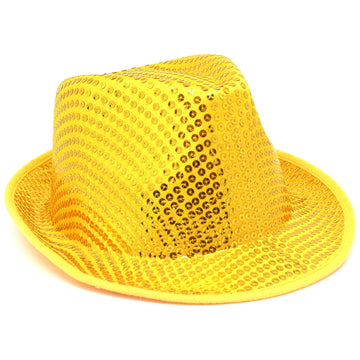 Fluro Sequin Trilby Hat (Yellow)