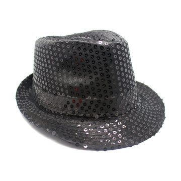 Black Sequin Trilby Hat