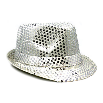 Silver Sequin Trilby Hat