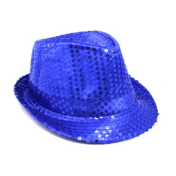 Blue Sequin Trilby Hat