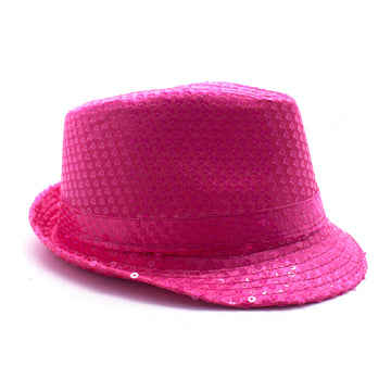 Fluro Pink Sequin Trilby Hat