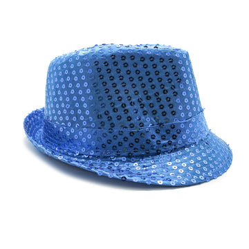 Light Blue Sequin Trilby Hat