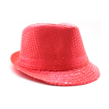 Fluro Coral Pink Sequin Trilby Hat
