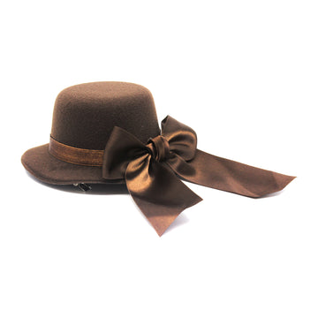 Small Brown Hair Hat with Bow