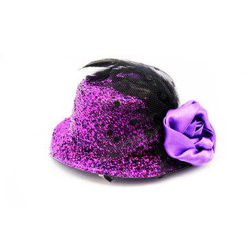 Small Purple Glitter Hair Hat with Rose