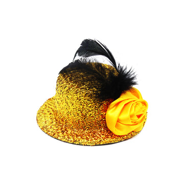 Small Gold Glitter Hair Hat with Rose