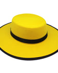 Yellow Flat Hat with Black Band
