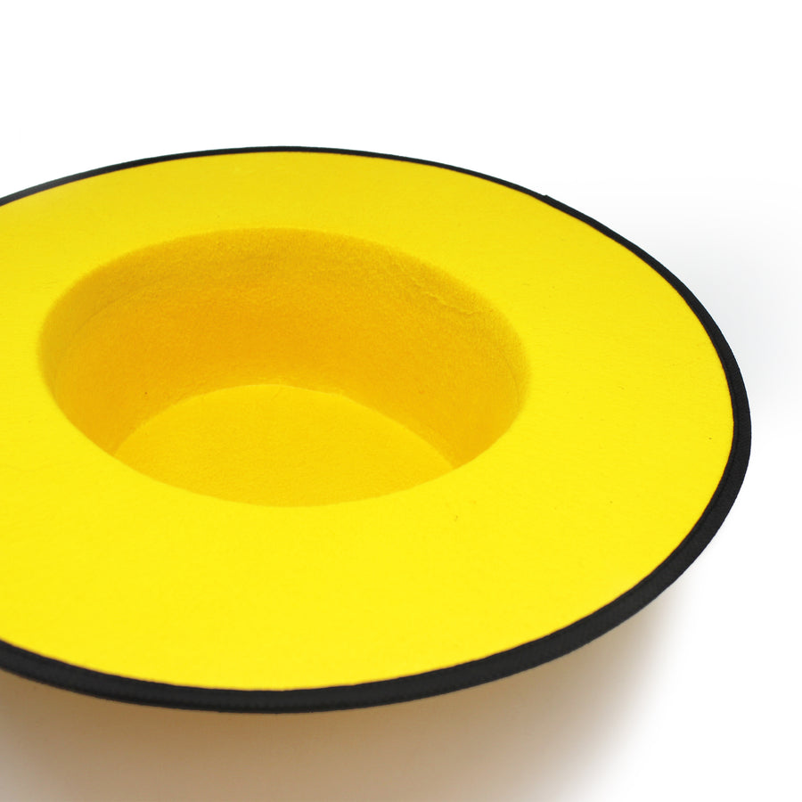Yellow Flat Hat with Black Band