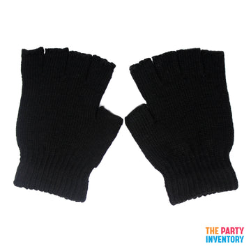 Thick Black Fingerless Winter Gloves