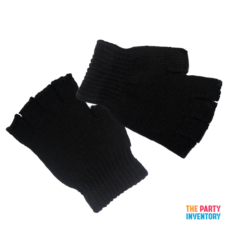 Thick Black Fingerless Winter Gloves
