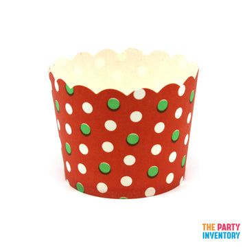 Red and Green Polka Dot Paper Cupcake Cups (25pk)