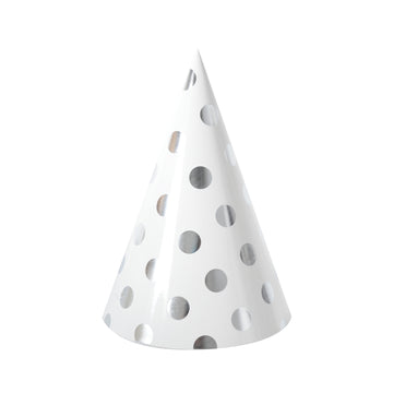 Copy of 6pcs Party Hats (Metallic Silver Dots)