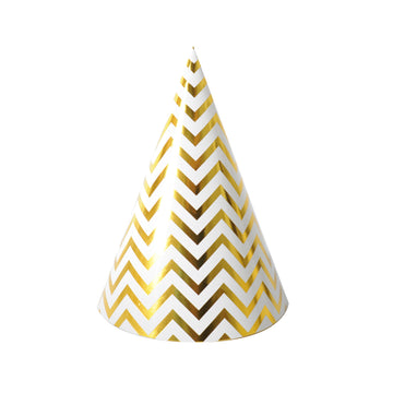6pcs Party Hats (Metallic Gold Zig Zig)