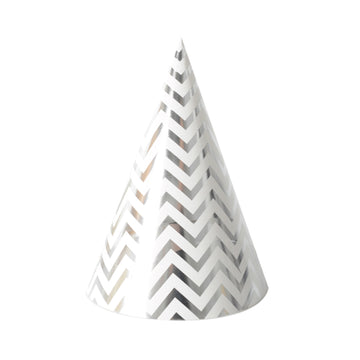 6pcs Party Hats (Metallic Silver Zig Zig)