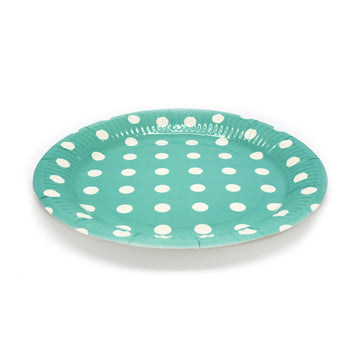 Paper Plates (Polka Dot Aqua Blue Green)