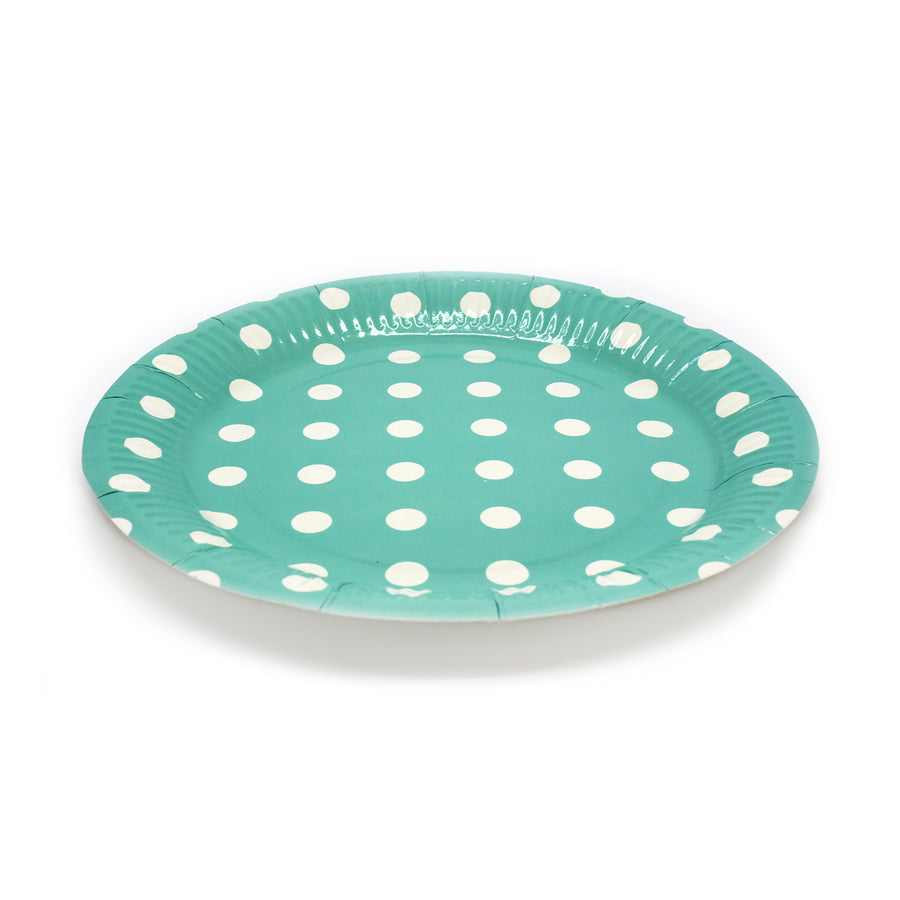 Paper Plates (Polka Dot Aqua Blue Green)
