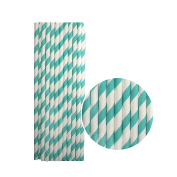 Paper Straws (Stripe Aqua Blue Green)