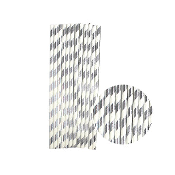 Metallic Silver Stripe Paper Straws