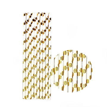 Metallic Gold Circle Paper Straws