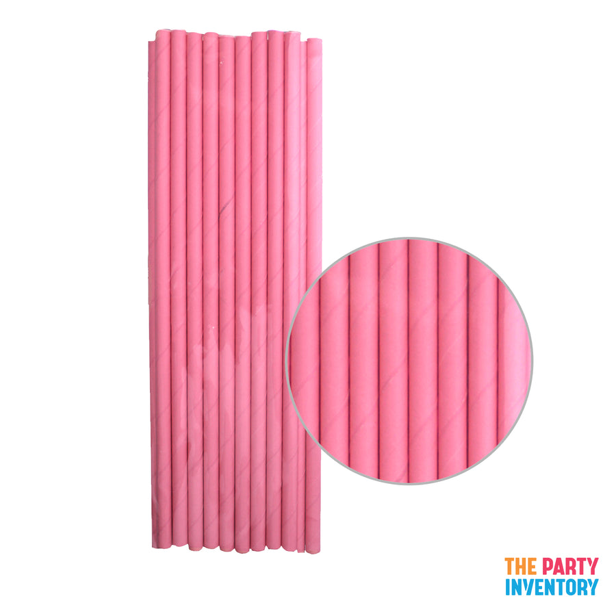 Plain Pink Paper Straws