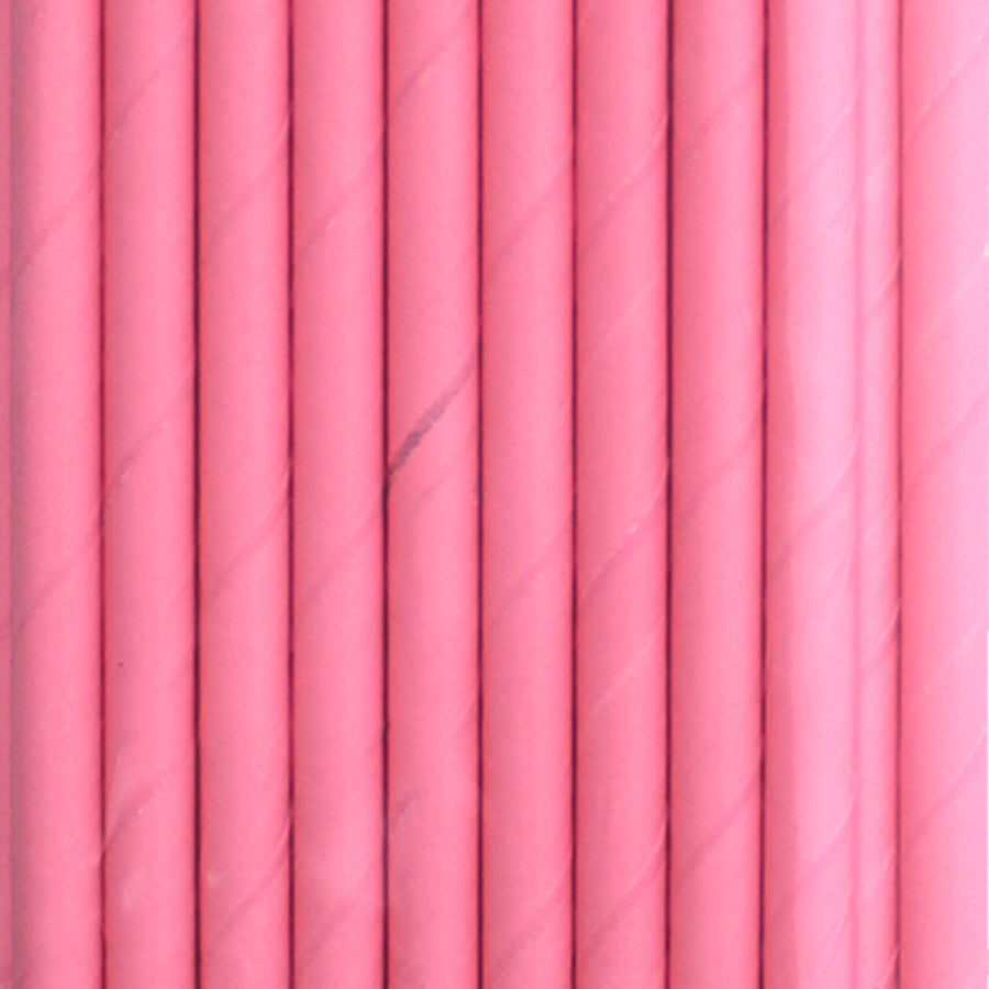 Plain Pink Paper Straws