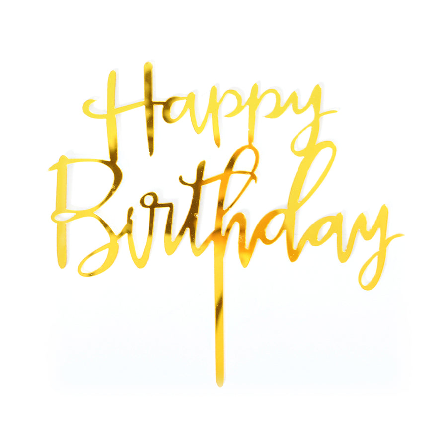 Gold Happy Birthday Deluxe Cake Topper
