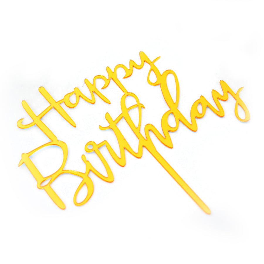 Gold Happy Birthday Deluxe Cake Topper