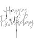 Silver Happy Birthday Deluxe Cake Topper