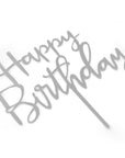 Silver Happy Birthday Deluxe Cake Topper