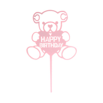 Happy Birthday Teddy Bear Cake Topper (Pink)