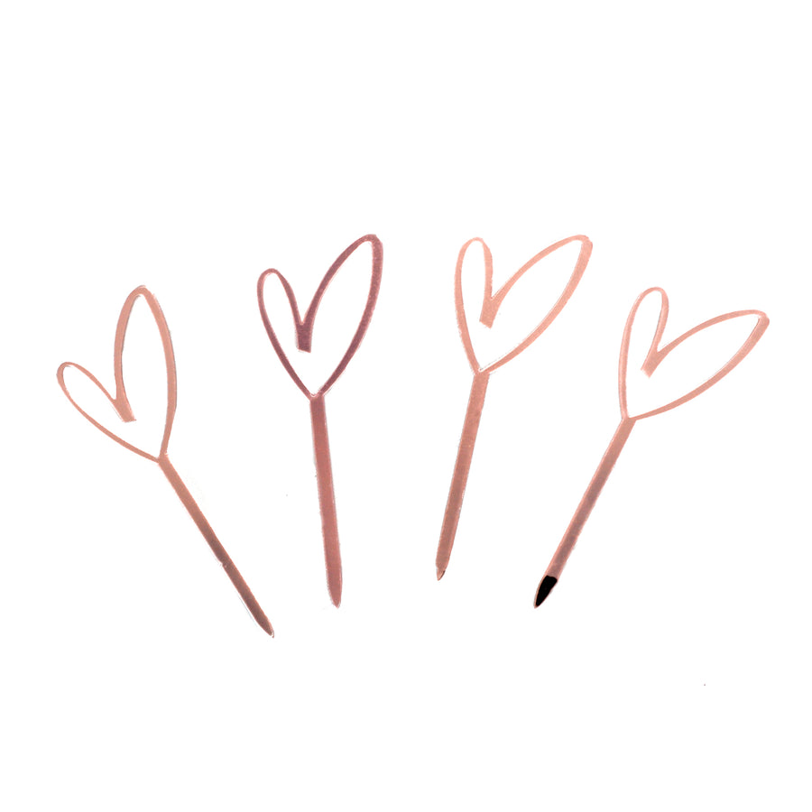 Love Heart Rose Gold Cupcake Toppers (4pk)